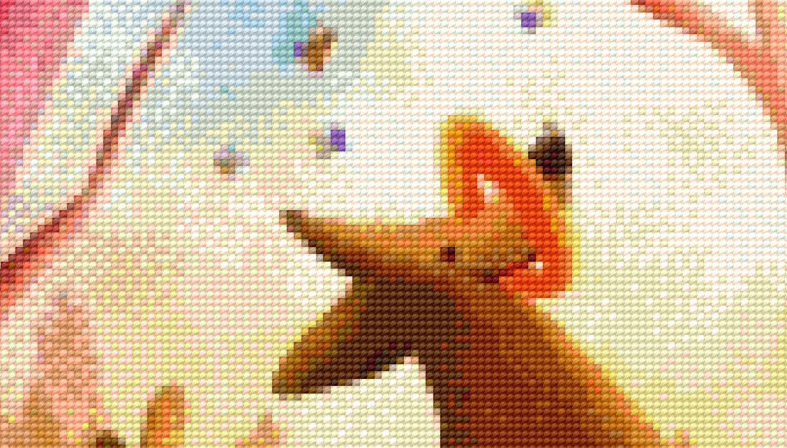 Mini Dog in the woods cross stitch pattern, PDF pattern, digital design