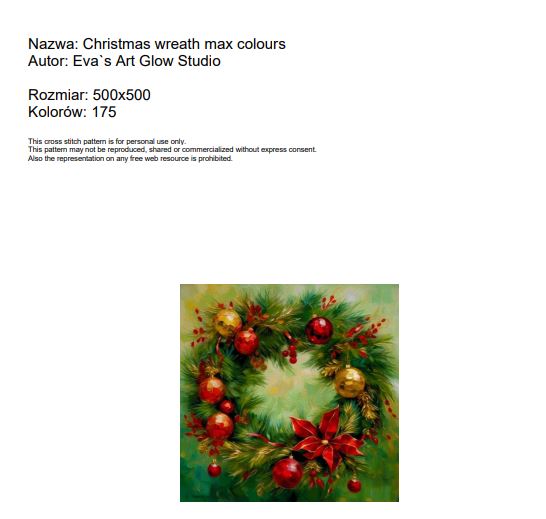 Christmas wreath Max Colours cross stitch pdf pattern