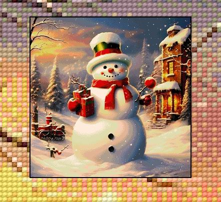 Mini Christmas Snowman cross stitch pdf pattern