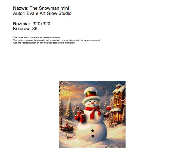 Mini Christmas Snowman cross stitch pdf pattern