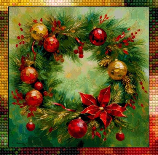 Christmas wreath cross stitch pattern