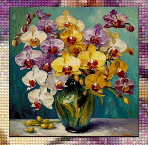 Dignified Orchids Max Colours cross stitch pdf pattern