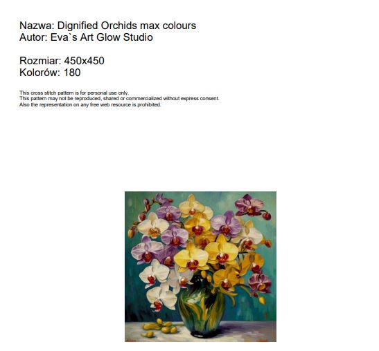 Dignified Orchids Max Colours cross stitch pdf pattern